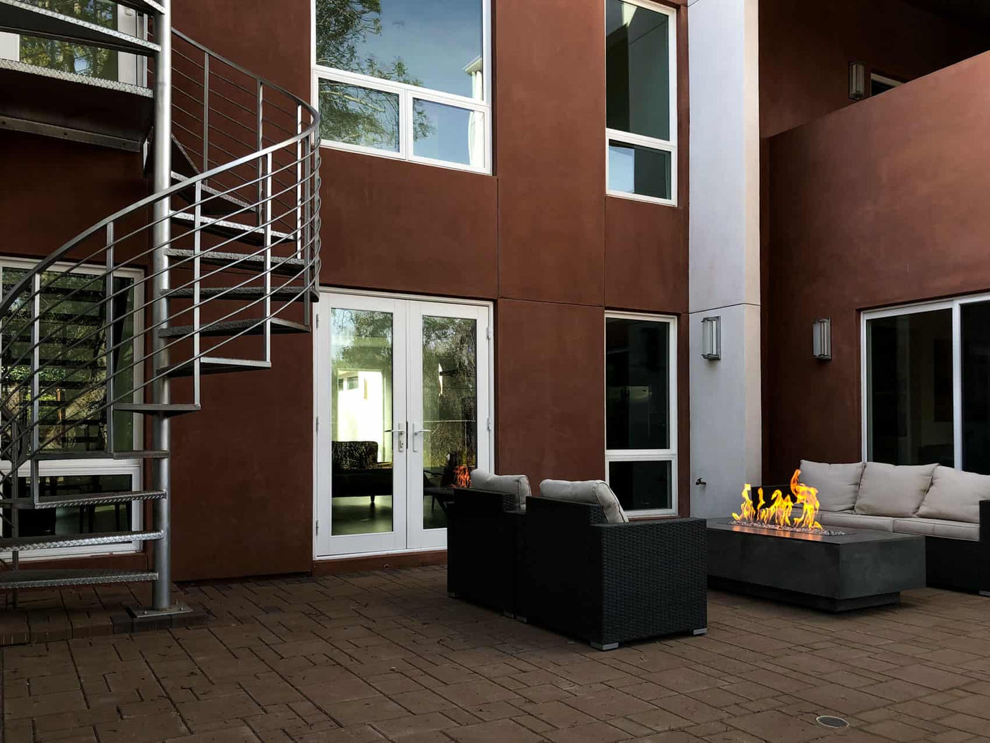 Custom Fire Table with Concrete Tiles by AMS Fireplace Inc.
