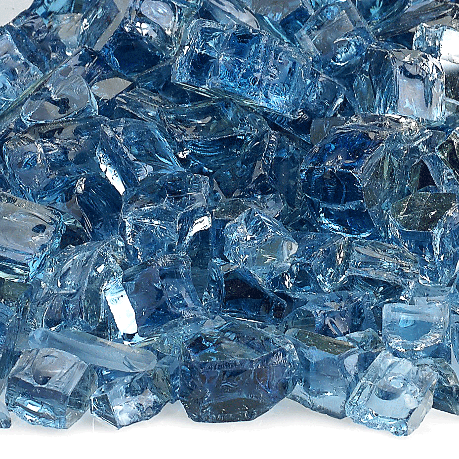 AMS 1/2" Sky Blue Reflective Crushed Fire Glass - 10 Lbs.