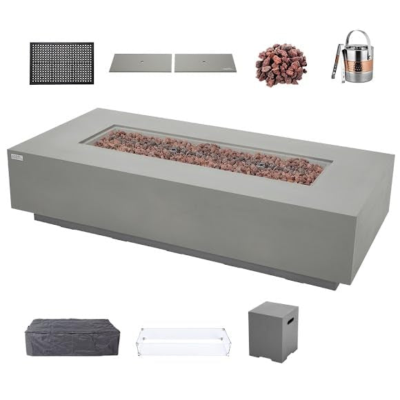 SAVANAH Fire Table - Rectangular (72x32x17") Table Bundle