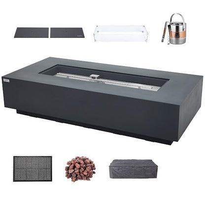 SAVANAH Fire Table - Rectangular (72x32x17") Table Bundle