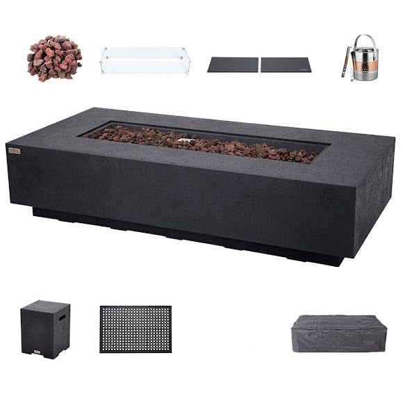 SAVANAH Fire Table - Rectangular (72x32x17") Table Bundle