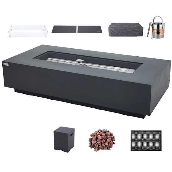 SAVANAH Fire Table - Rectangular (72x32x17") Table Bundle