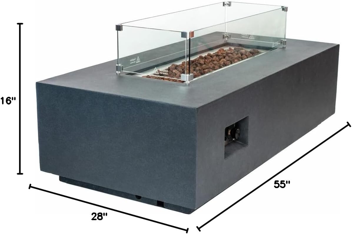 CHELSEA Fire Table - Rectangular (55x28x16") Table Bundle