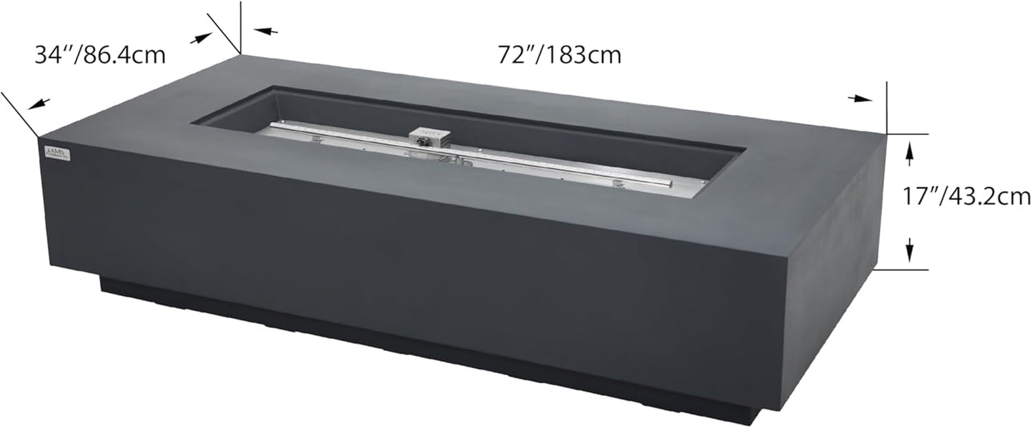 SAVANAH Fire Table - Rectangular (72x32x17") Table Bundle