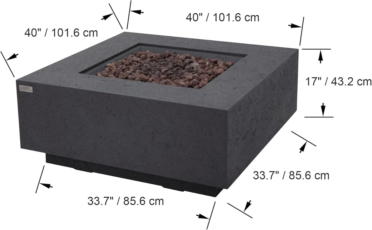 BROOKLYN Fire Table - Square (40x40x17") Bundle Table