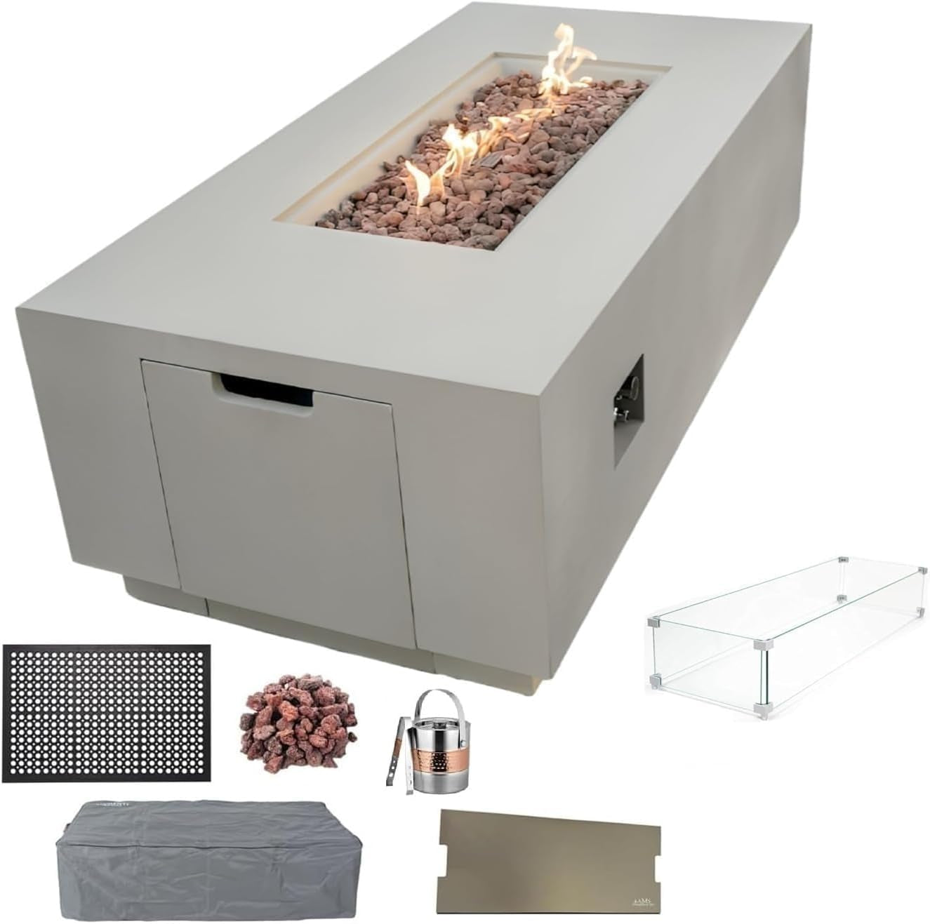 SEDONA Fire Table - Rectangular (66x32x22") - Concealed Tank Storage Bundle Table