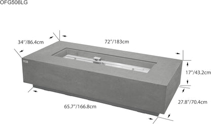 SAVANAH Fire Table - Rectangular (72x32x17") Table Bundle