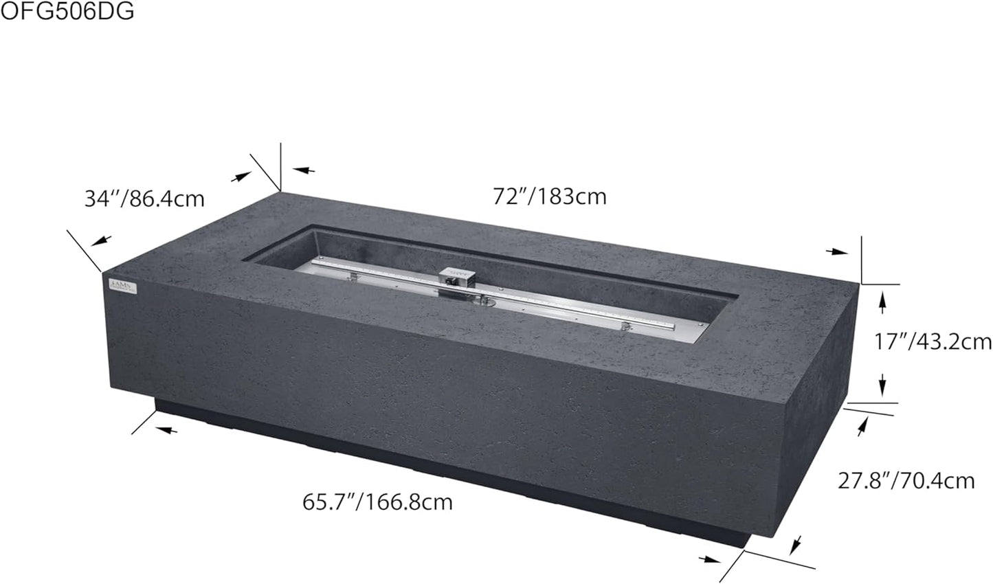 SAVANAH Fire Table - Rectangular (72x32x17") Table Bundle