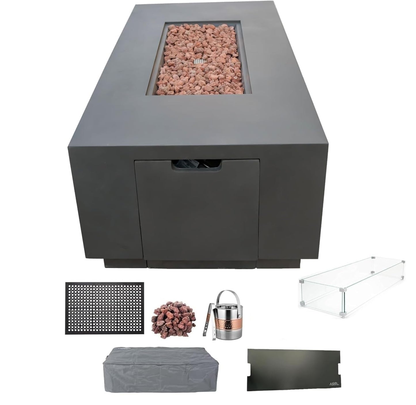 SEDONA Fire Table - Rectangular (66x32x22") - Concealed Tank Storage Bundle Table