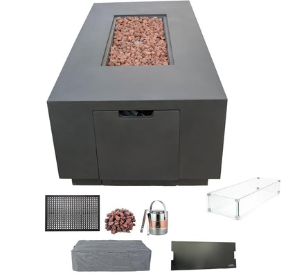 SEDONA Fire Table - Rectangular (66x32x22") - Concealed Tank Storage Bundle Table