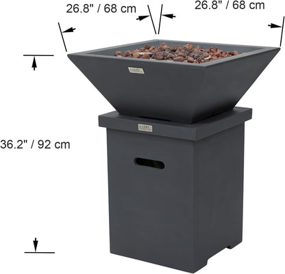 ROCKLAND Pool Fire Bowl - Square (27x27x11") Bundle