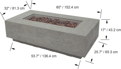 MADISON Fire Table - Rectangular (60x32x17") Bundle Table