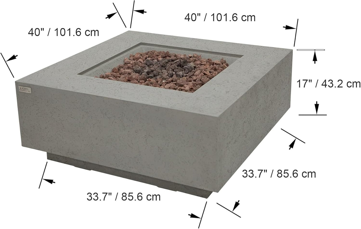 BROOKLYN Fire Table - Square (40x40x17") Bundle Table