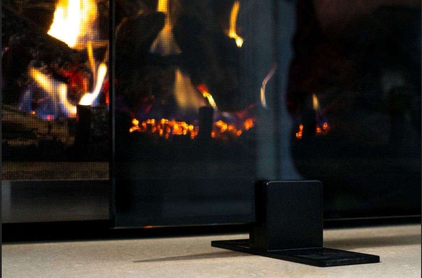 AMS Fireplace - Glass Screen Stainless Steel Bracket/Feet - Hardware Holds 3/8" - 1/2" Thickness for Fireplace Glass Protector Helps Screen Stand Up for Safety in Your Home