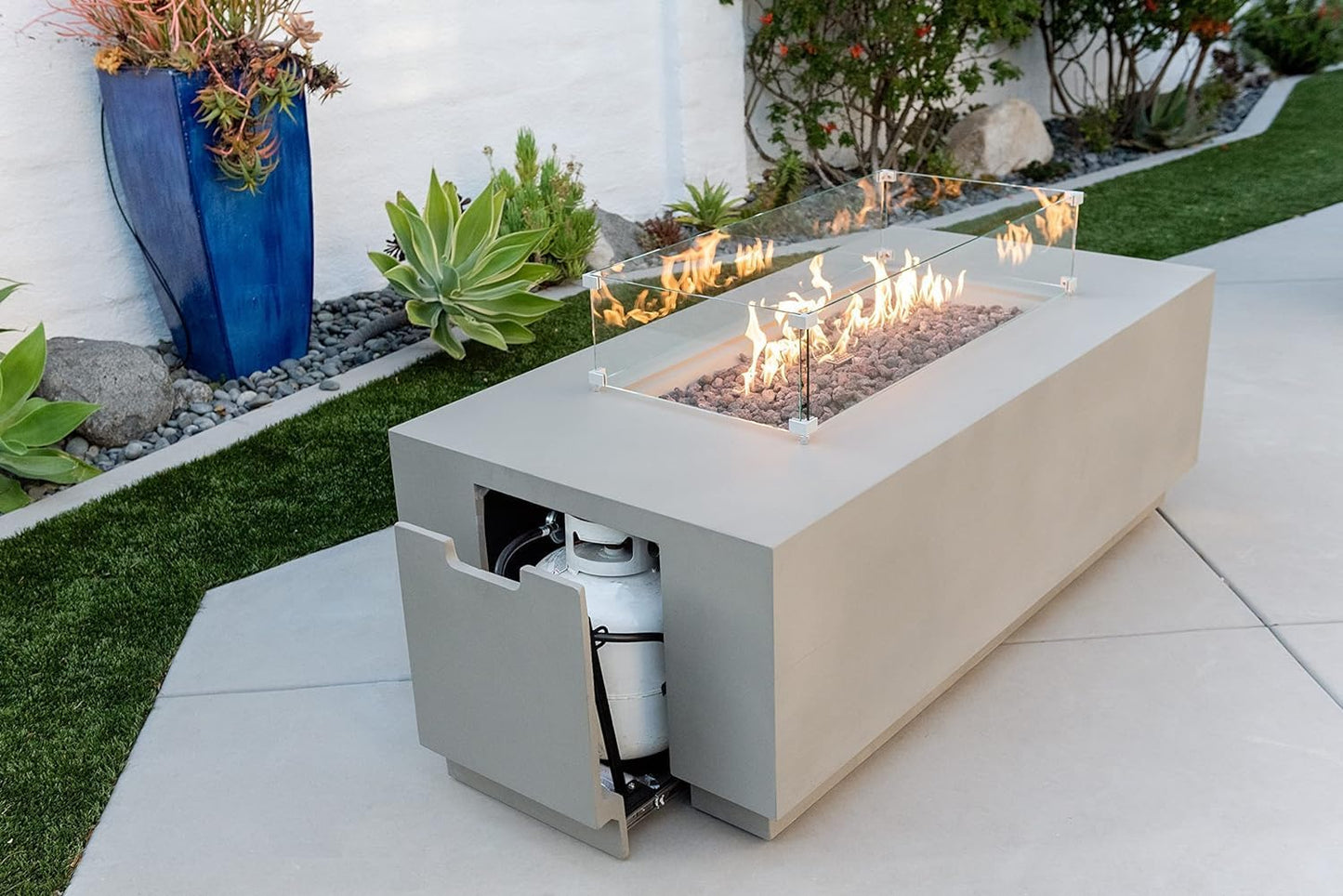 SEDONA Fire Table - Rectangular (66x32x22") - Concealed Tank Storage Bundle Table
