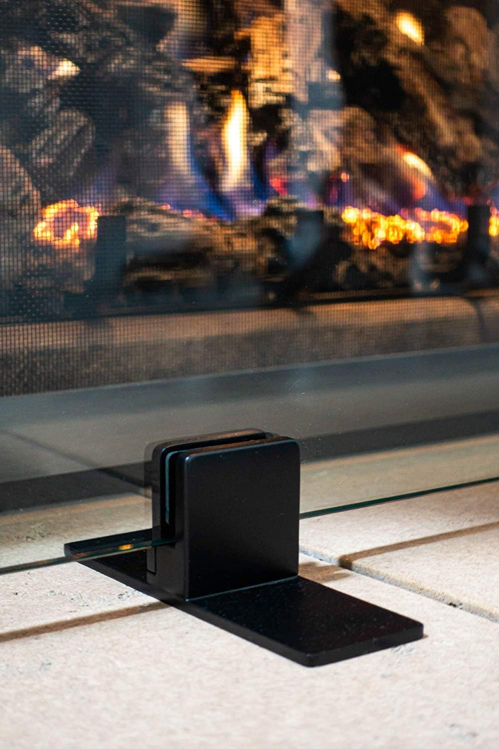 AMS Fireplace - Glass Screen Stainless Steel Bracket/Feet - Hardware Holds 3/8" - 1/2" Thickness for Fireplace Glass Protector Helps Screen Stand Up for Safety in Your Home