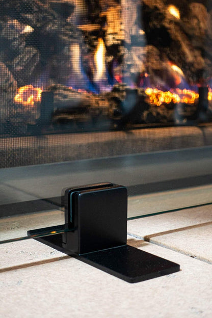 AMS Fireplace - Glass Screen Stainless Steel Bracket/Feet - Hardware Holds 3/8" - 1/2" Thickness for Fireplace Glass Protector Helps Screen Stand Up for Safety in Your Home