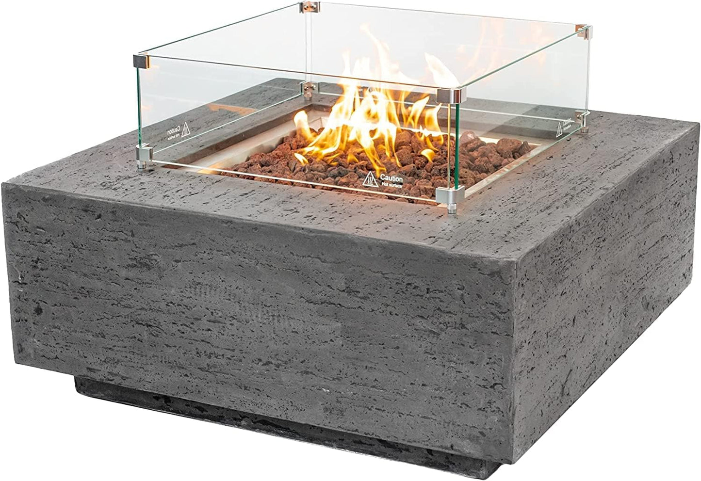 ALBANY Fire Table - Square (36x36x15") - Wind Guard & Burner Lid Included