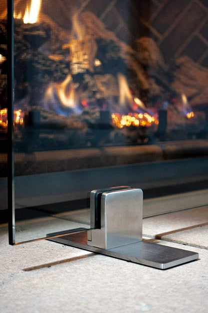 AMS Fireplace - Glass Screen Stainless Steel Bracket/Feet - Hardware Holds 3/8" - 1/2" Thickness for Fireplace Glass Protector Helps Screen Stand Up for Safety in Your Home