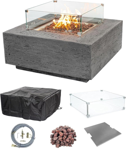 ALBANY Fire Table - Square (36x36x15") Table Bundle