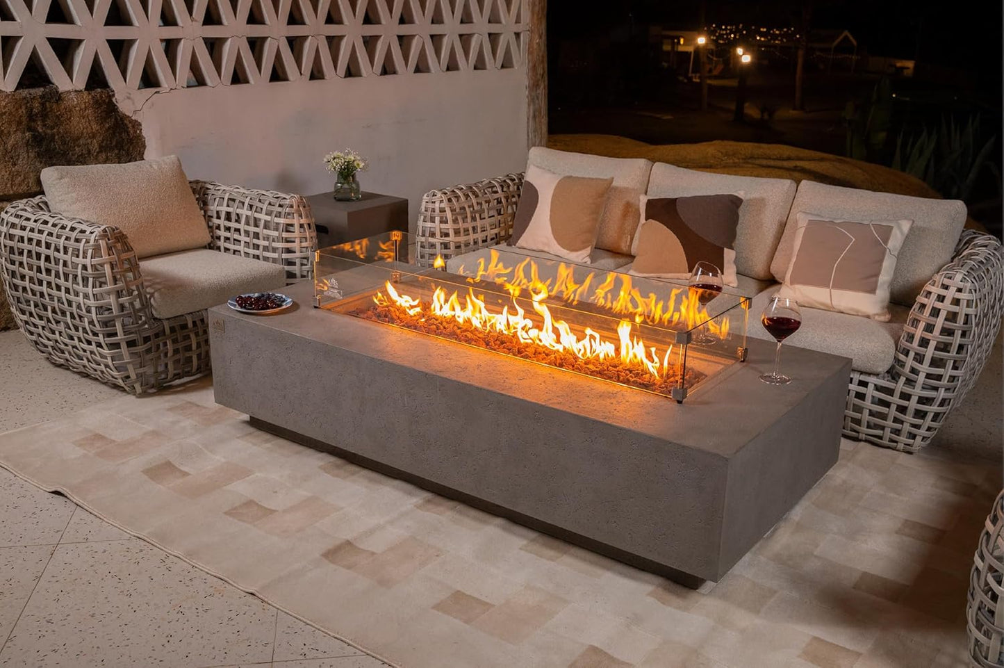 SAVANAH Fire Table - Rectangular (72x32x17") Table Bundle