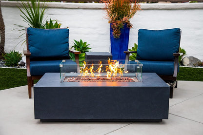 CHELSEA Fire Table - Rectangular (55x28x16") - Wind Guard & Burner Lid Included
