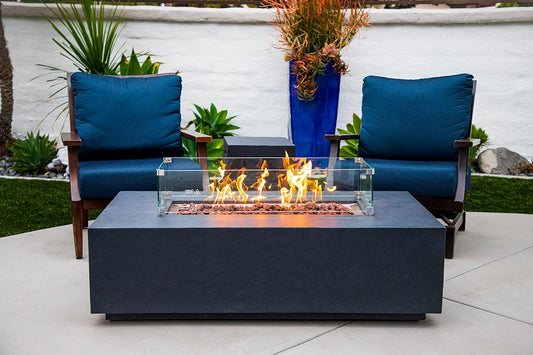 CHELSEA Fire Table - Rectangular (55x28x16") - Wind Guard & Burner Lid Included