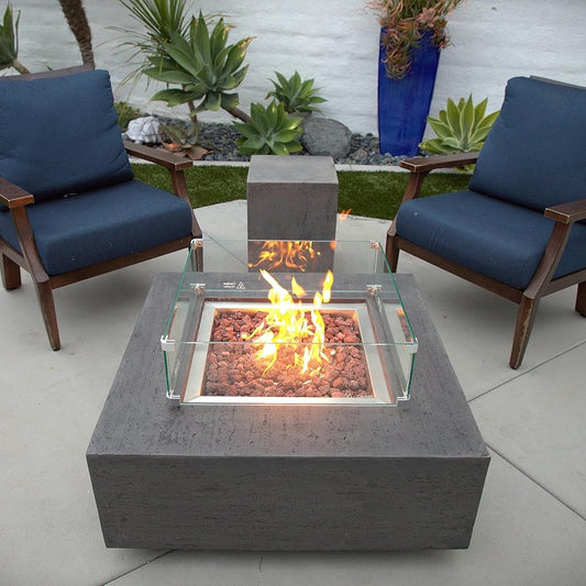 ALBANY Fire Table - Square (36x36x15") - Wind Guard & Burner Lid Included
