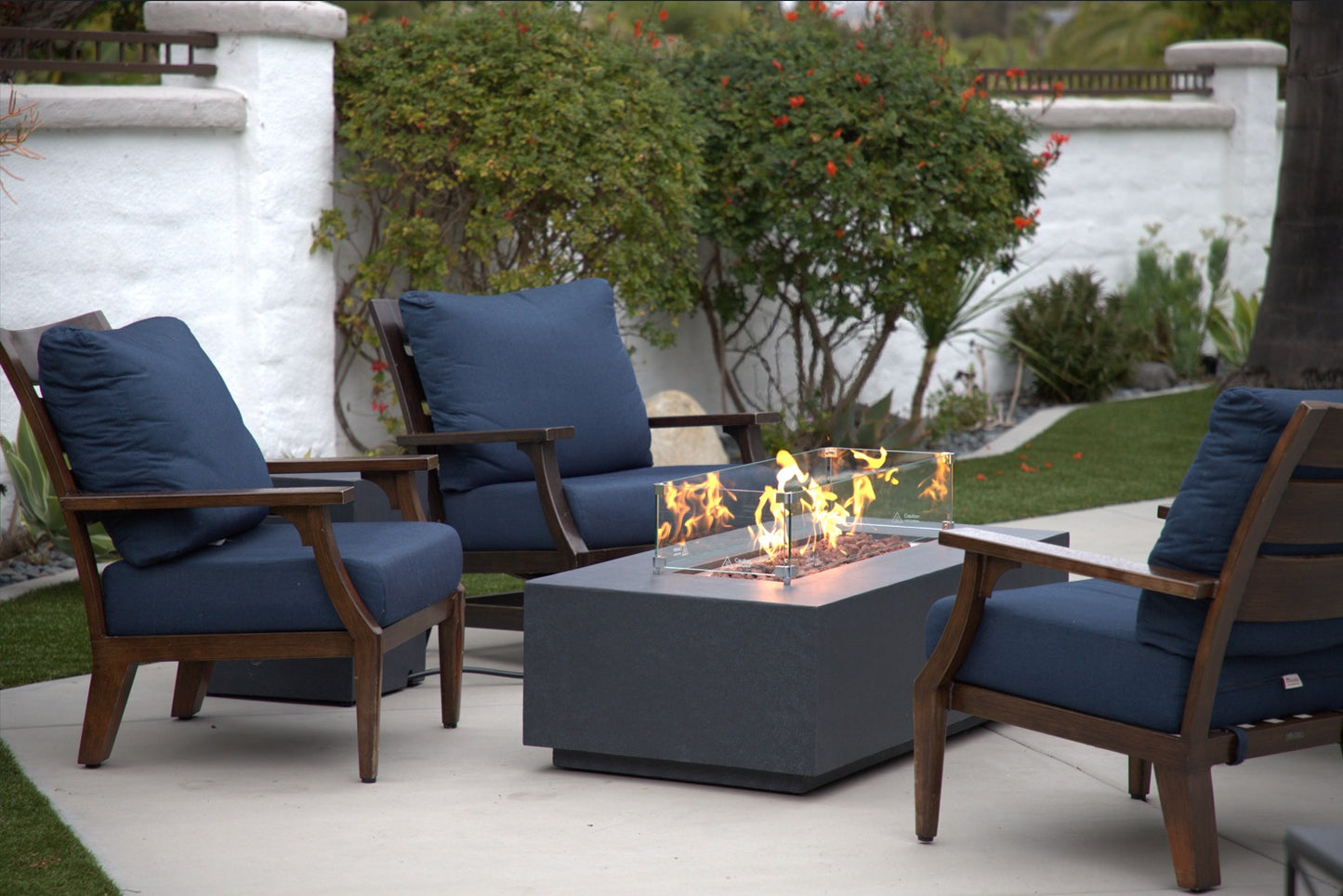 CHELSEA Fire Table - Rectangular (55x28x16") - Wind Guard & Burner Lid Included