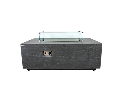 DANVILLE  Fire Table - Rectangular (60x32x23") - Wind Guard & Burner Lid Included - Concealed Tank Storage