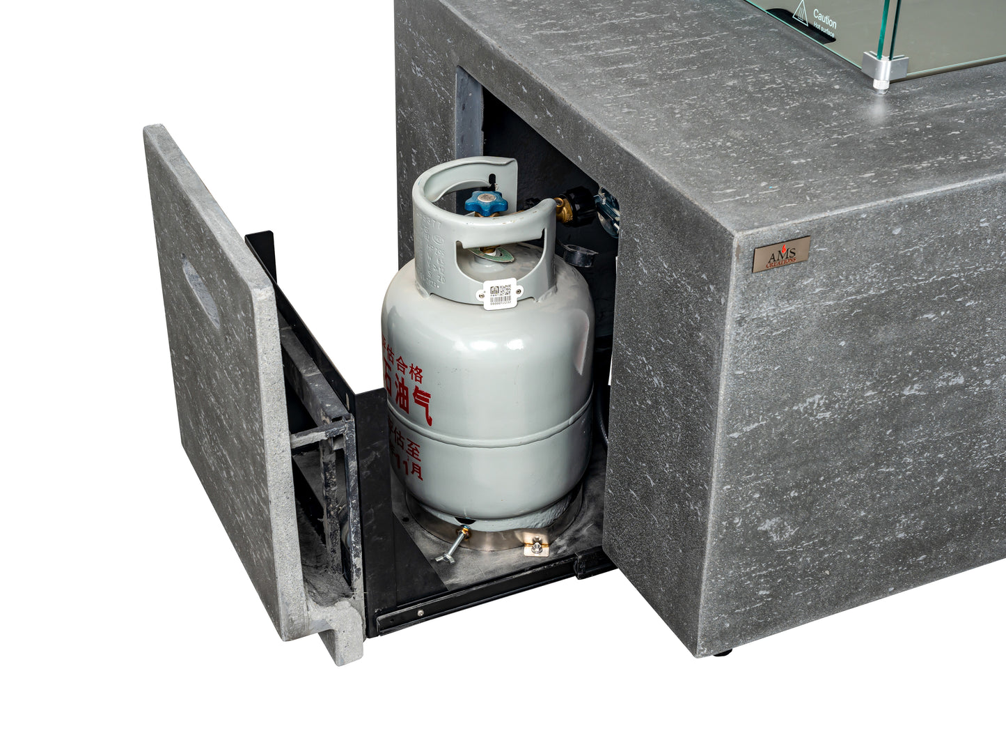DANVILLE  Fire Table - Rectangular (60x32x23") - Wind Guard & Burner Lid Included - Concealed Tank Storage