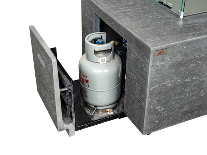 DANVILLE  Fire Table - Rectangular (60x32x23") - Wind Guard & Burner Lid Included - Concealed Tank Storage