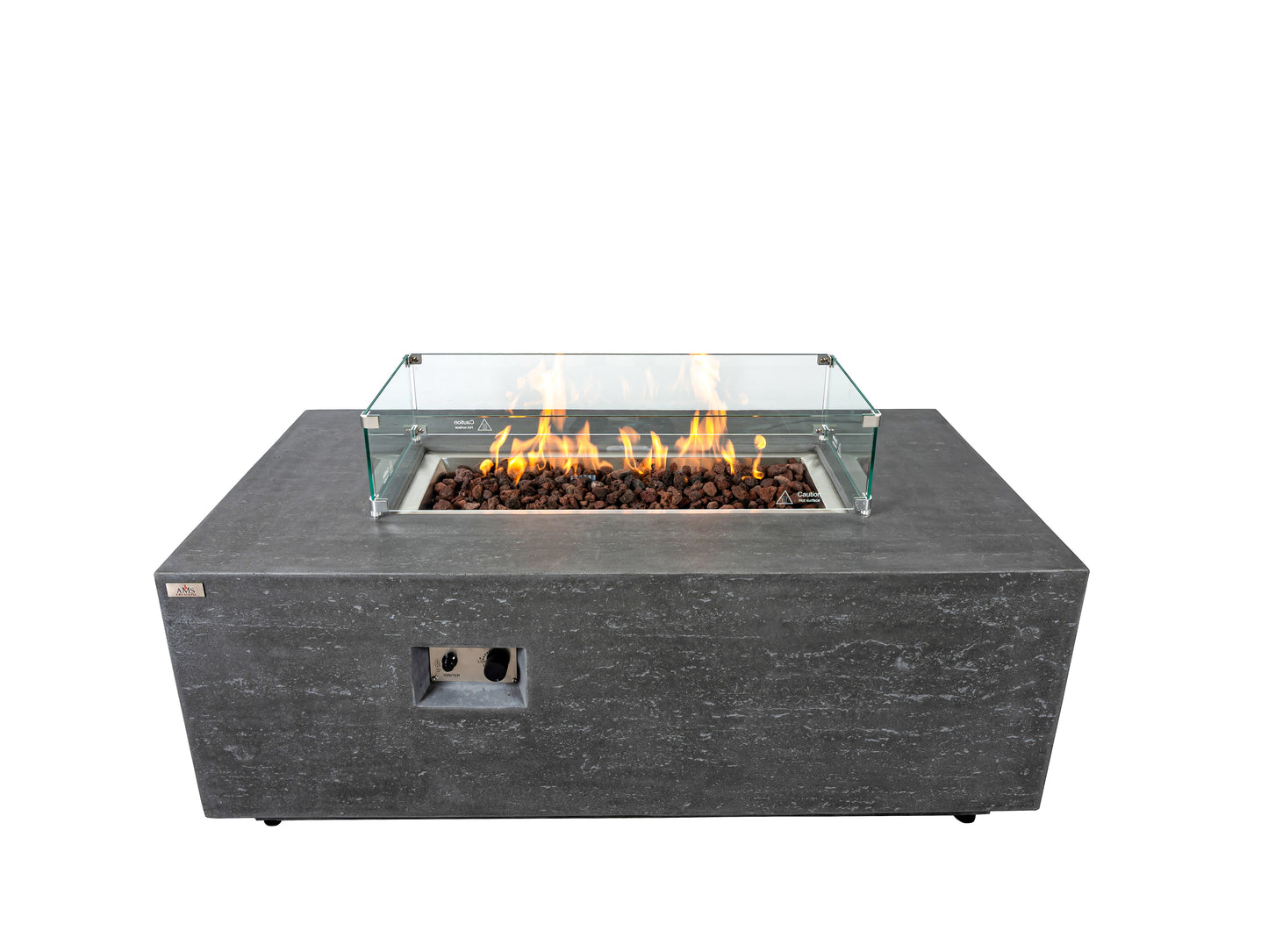 DANVILLE  Fire Table - Rectangular (60x32x23") - Wind Guard & Burner Lid Included - Concealed Tank Storage