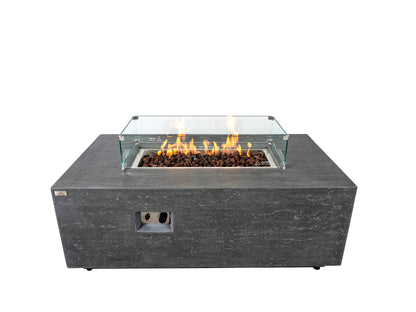 DANVILLE  Fire Table - Rectangular (60x32x23") - Wind Guard & Burner Lid Included - Concealed Tank Storage