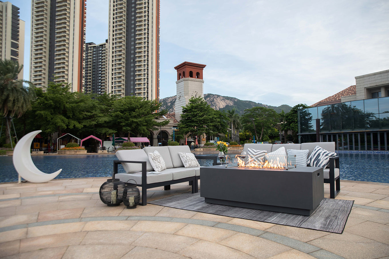 SEDONA Fire Table - Rectangular (66x32x22") - Concealed Tank Storage Bundle Table