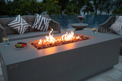 SEDONA Fire Table - Rectangular (66x32x22") - Concealed Tank Storage Bundle Table