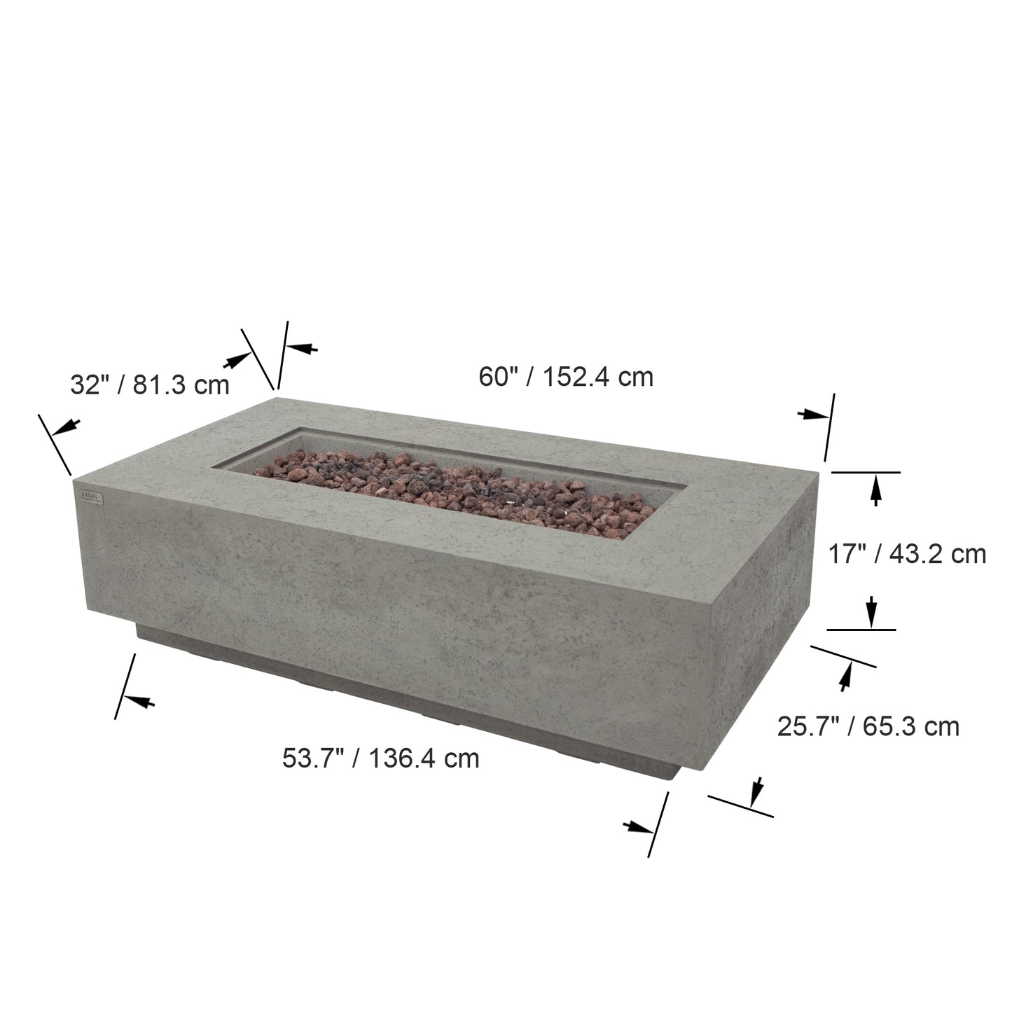 MADISON Fire Table - Rectangular (60x32x17")