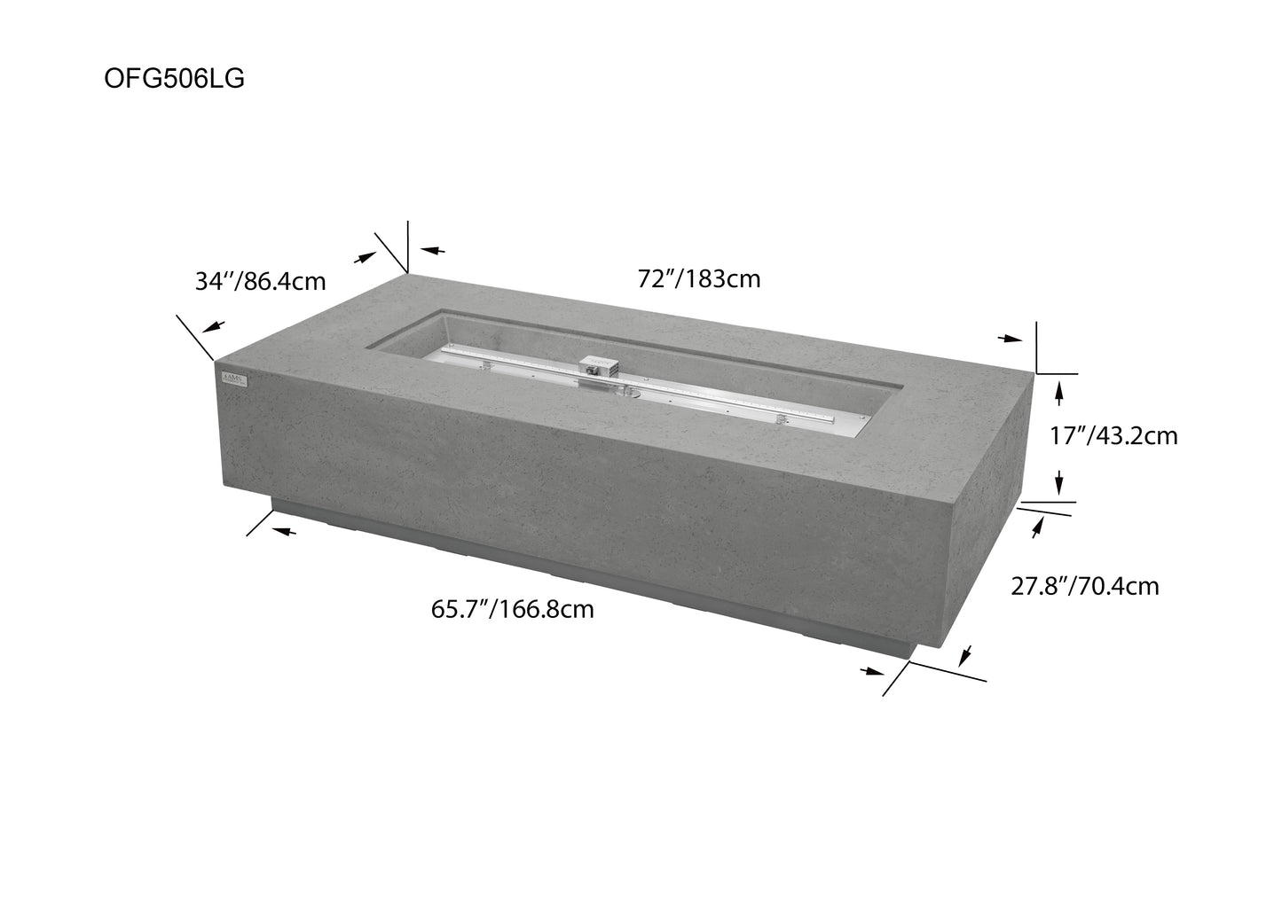 SAVANAH Fire Table - Rectangular (72x34x17")