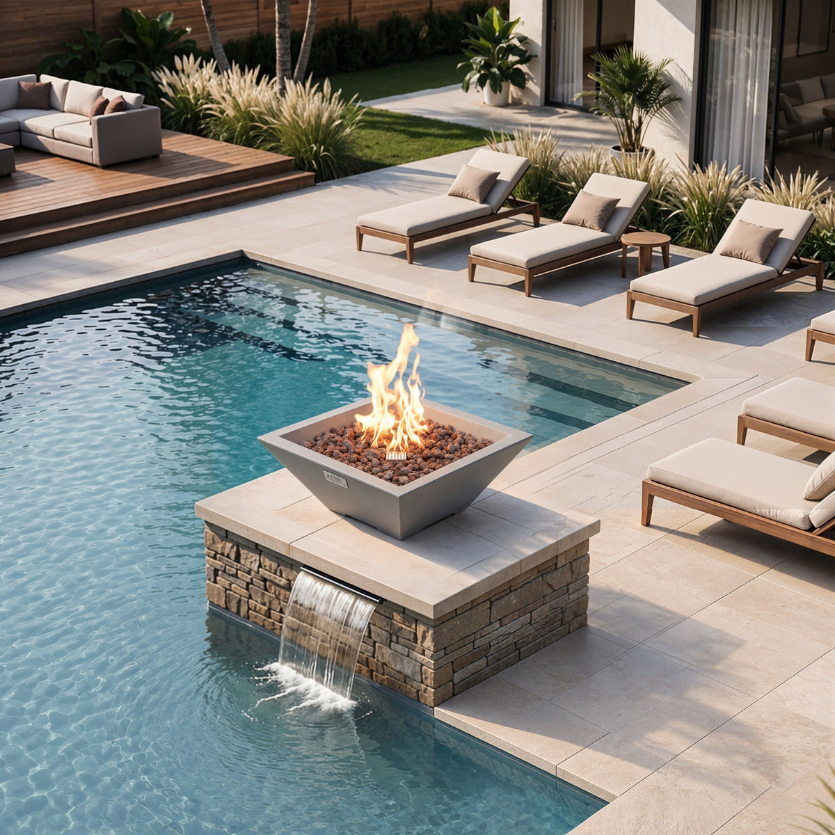 ROCKLAND Pool Fire Bowl Only- Square (27x27x11")