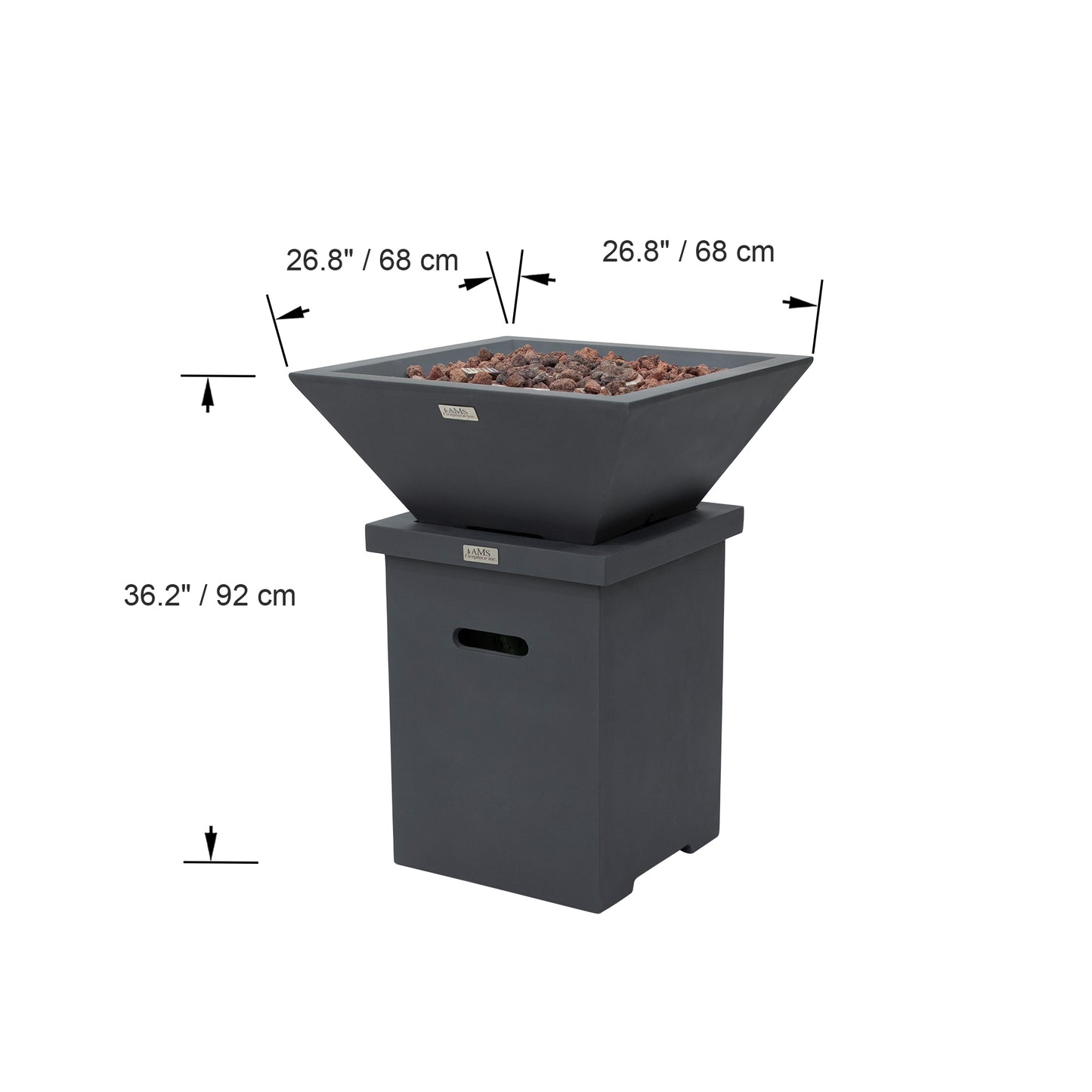 ROCKLAND Pool Fire Bowl Only- Square (27x27x11")