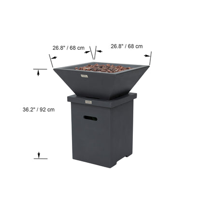 ROCKLAND Pool Fire Bowl Only- Square (27x27x11")
