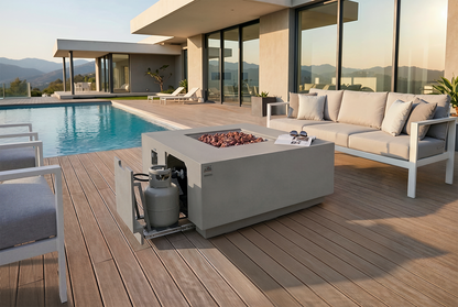 OCEANSIDE Fire Table - Square - Concealed Tank Storage