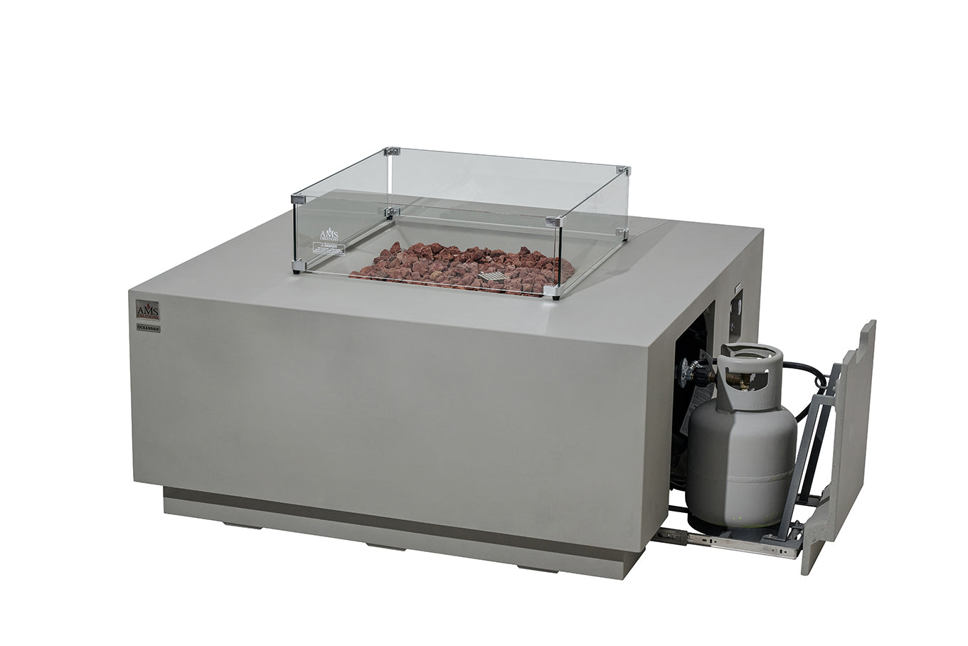 OCEANSIDE Fire Table - Square - Concealed Tank Storage