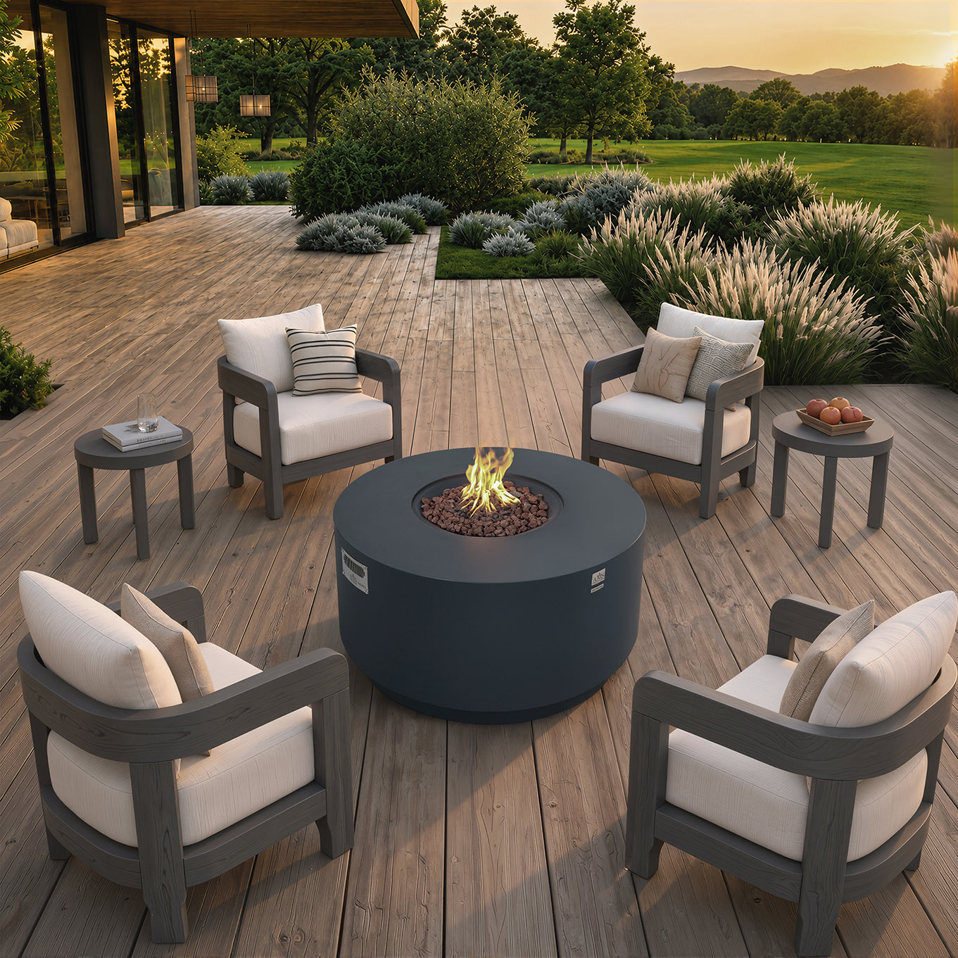 ENCINITAS  Fire Table - Round - Concealed Tank Storage
