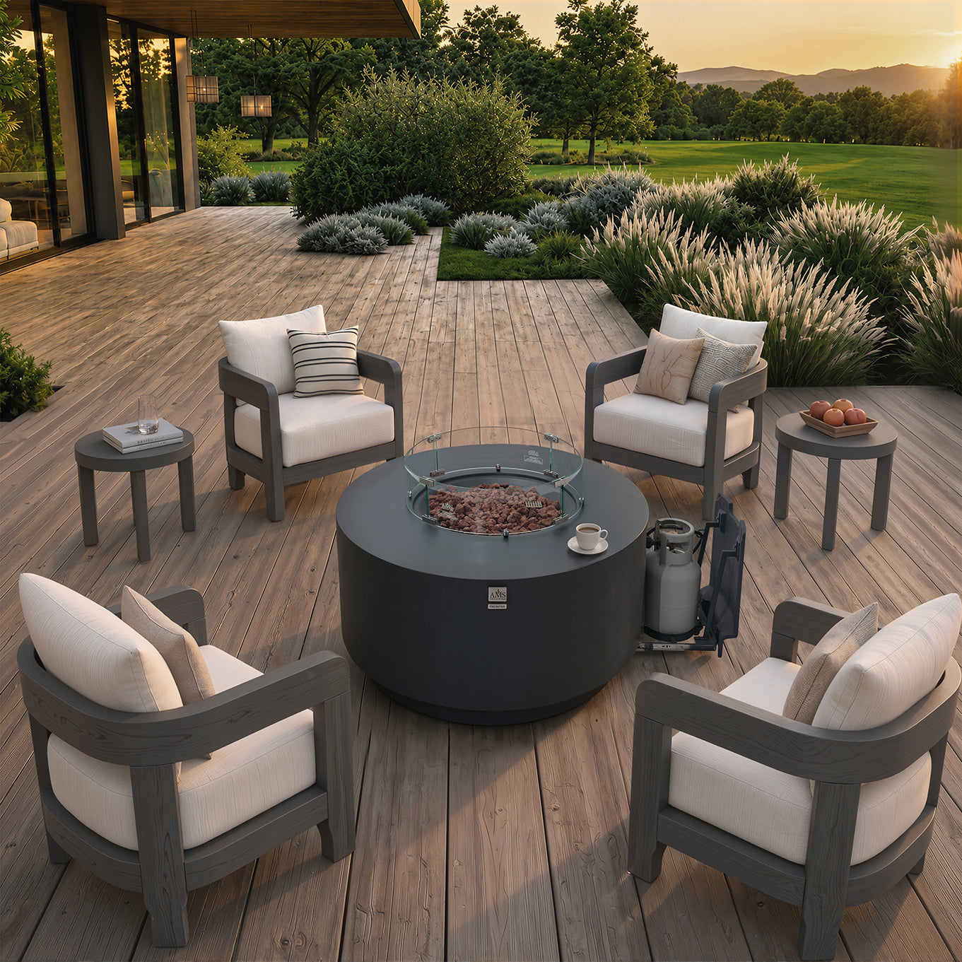 ENCINITAS  Fire Table - Round - Concealed Tank Storage