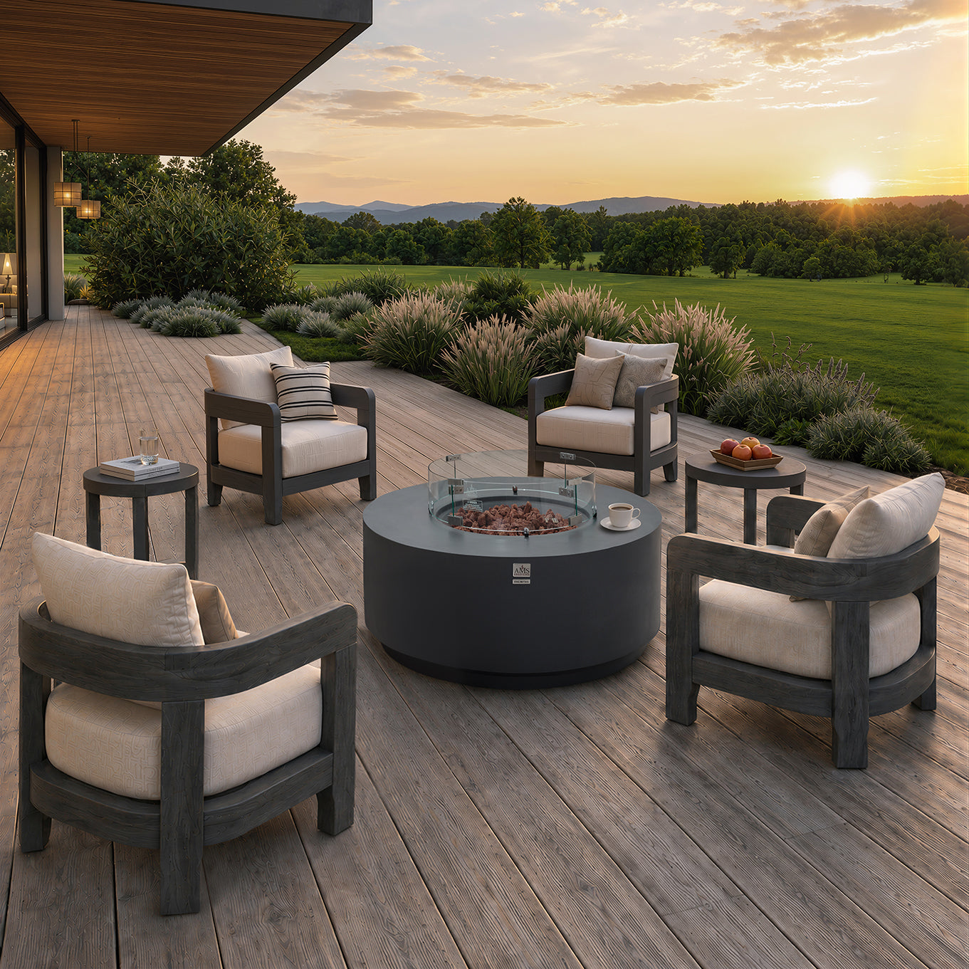 ENCINITAS  Fire Table - Round - Concealed Tank Storage