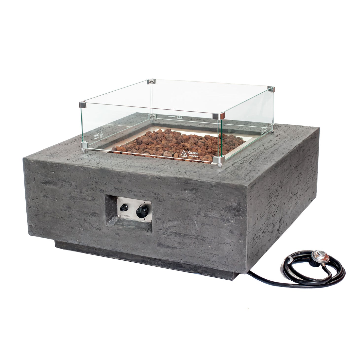 ALBANY Fire Table - Square (36x36x15") - Wind Guard & Burner Lid Included