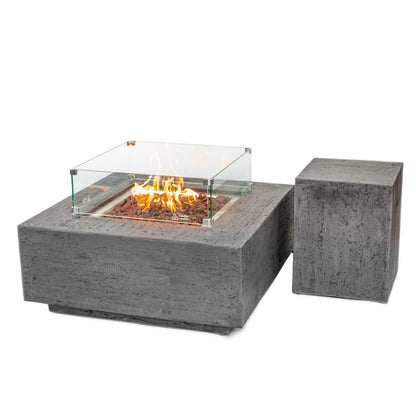 ALBANY Fire Table - Square (36x36x15") - Wind Guard & Burner Lid Included
