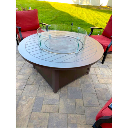 AMS Fire Pit Table Round Glass Wind Guard - 1/4" Thick Glass - Fire Flame Guard