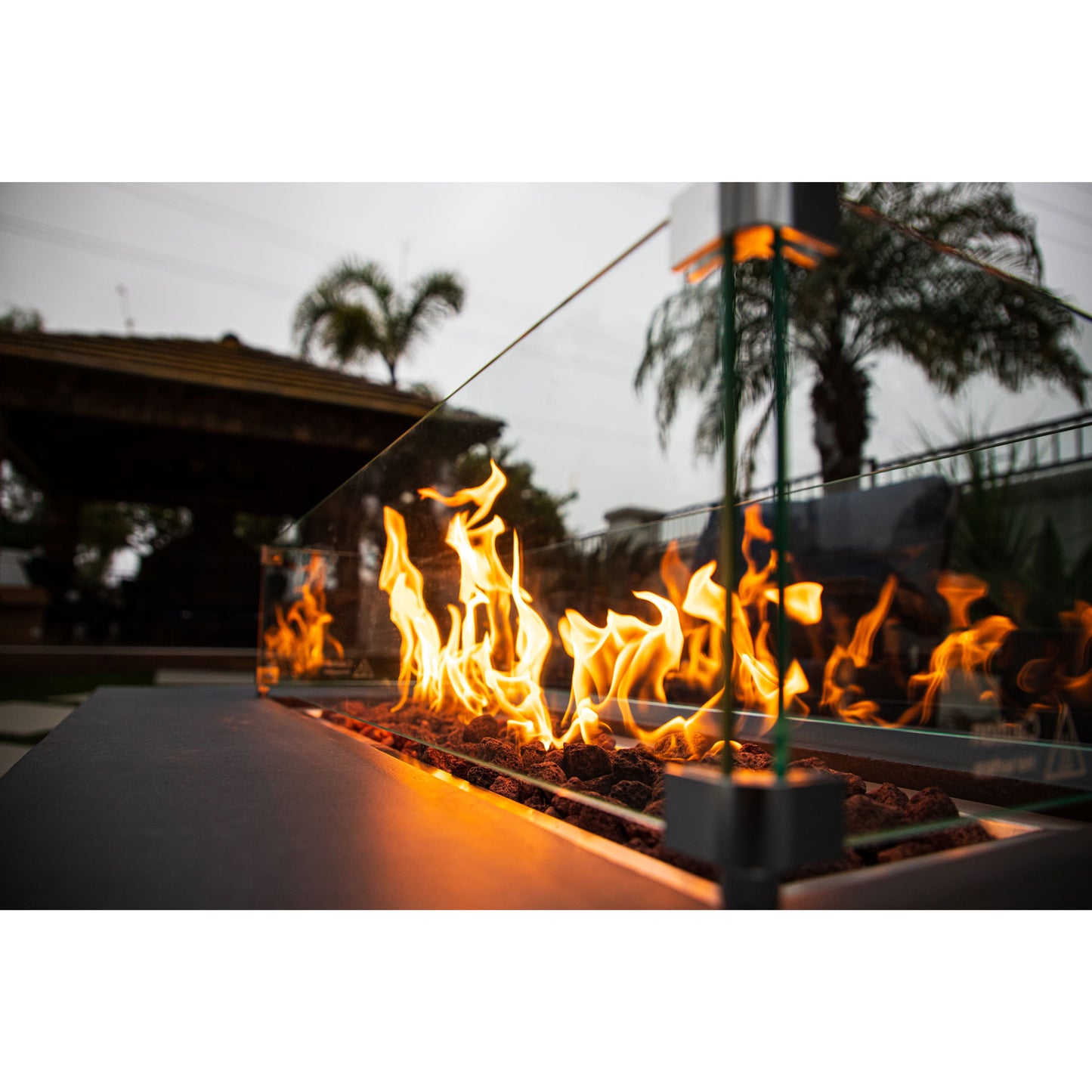Chelsea Gas Fire Pit Table - 55" Rectangle Concrete | AMS Creations